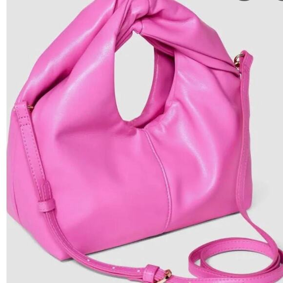Barbie Pink Faux Leather Hobo Mini Bag Detachable Strap Two Way Crossbody Preppy - Picture 8 of 8